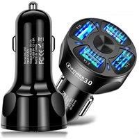 4-Port Usb Car Charger Adapter - Black Or White