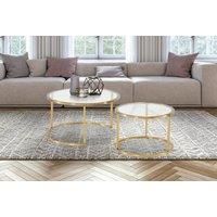 Contemporary 2-In-1 Nesting Coffee Tables With Glass Top