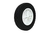 Shepherd Hardware 9613 8-Inch Semi-Pneumatic Rubber Replacement Tire, Plastic Wheel, 1-3/4-Inch Diamond Tread, 1/2-Inch Bore Offset Axle,White