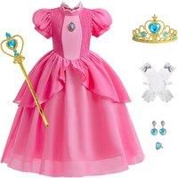 Kid'S Princess Peach Inspired Fancy Dress Costume - 2 Colours! - Pink