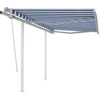 Manual Retractable Awning with Posts 3x2.5 m Blue and White