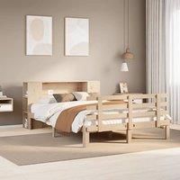 Berkfield Home Bookcase Bed without Mattress 140x190cm Solid Wood Pine in Brown | Size: 140x190 cm