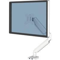 Fellowes Platinum Series Single Monitor Arm - Ergonomic VESA Compliant Gas Spring Adjustable Stand with Tilt, Swivel, Rotation Functions and USB Ports, Max Monitor Size 30", Max Weight 9KG - White