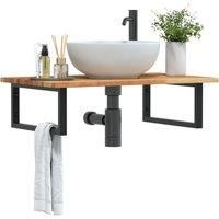 Basin Shelf Wall Mounted Steel and Solid Wood Acacia