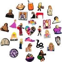 Unisex Black Pop-Star Inspired Pvc Croc Charms - Waterproof Shoe Accessories For Teens & Adults
