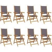 Reclining Garden Chairs 8 pcs Anthracite Fabric and Solid Wood