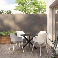 CosmoLiving by Cosmopolitan , Camelo Collection, Indoor/Outdoor Resin, 2-Pack, White Dining Chairs, Contoured Back