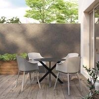 CosmoLiving Camelo Solid Resin Dining Chairs 2PK Light Gray, Grey
