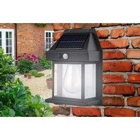 Solar Powered Outdoor Wall Mounted Porch Light With Motion Sensor - Black