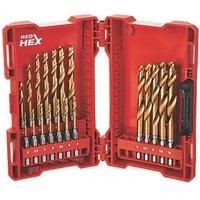 Milwaukee 48894760 19 Piece Red Hex HSS Shockwave Titanium Steel Drill Bit Set