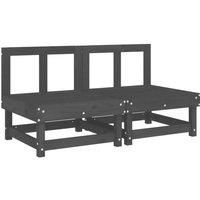 Garden Middle Sofas 2 pcs Grey Solid Wood Pine