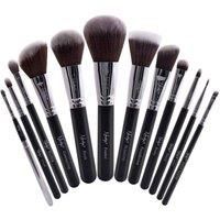 12 Piece Masterful Collection Makeup Brush Set (Black)