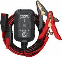 NOCO GENIUS1UK, 1-Amp Fully-Automatic Smart Charger, 6V And 12V Battery Charging Units, Battery Maintainer, Trickle Charger, And Battery Desulfator With Temperature Compensation