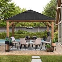 Sunjoy Cedar wood Gazebo PIRIN - 336cm x 336cm, Anthracite, Grey