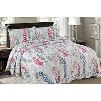 3Pc Quilted Patchwork Bedspread Set - 2 Sizes & 12 Colours!
