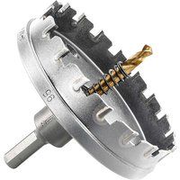 Starrett Tungsten Carbide Tipped Hole Saw - SM95 Sheet Metal Cutter With Arbor & Pilot Drill Bit - For Drilling Stainless Steel Aluminum Alloy - 95 mm