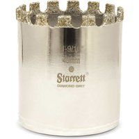 Starrett Diamond Grit Hole Saw - D0196 Ceramic and Tile Drill Cutter - For Brick Glass Marble Slate Stone Porcelain - 40mm (1.9/16 inch)