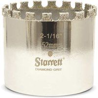 Starrett Diamond Grit Hole Saw - D0216 Ceramic and Tile Drill Cutter - For Brick Glass Marble Slate Stone Porcelain - 52mm (2.1/16 inch)