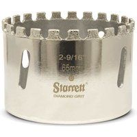 Starrett Diamond Grit Hole Saw - D0296 Ceramic and Tile Drill Cutter - For Brick Glass Marble Slate Stone Porcelain - 65mm (2.9/16 inch)