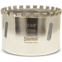 Starrett Diamond Grit Hole Saw - D0258 Ceramic and Tile Drill Cutter - For Brick Glass Marble Slate Stone Porcelain - 67mm (2.5/8 inch)