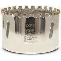 Starrett Diamond Grit Hole Saw - D0234 Ceramic and Tile Drill Cutter - For Brick Glass Marble Slate Stone Porcelain - 70mm (2.3/4 inch)