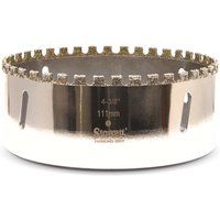 Starrett Diamond Grit Hole Saw - D0438 Ceramic and Tile Drill Cutter - For Brick Glass Marble Slate Stone Porcelain - 111mm (4.3/8 inch)