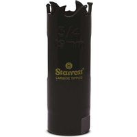 Starrett Tungsten Carbide Tipped Hole Saw - CT034 Deep Cut Holesaw Cutter - For Wood Suspended Flooring Reinforced Concrete & Fibreglass - 19MM