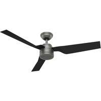 HUNTER FAN Ceiling Fan Cabo Frio 132 cm Indoor and Outdoor, and Wall control, Matte Silver, 3 Reversible Blades Matte Black and Matte Black Ideal for Summer or Winter, Model 50638