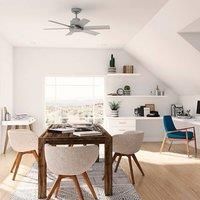 HUNTER FAN Ceiling Fan Kennicott 112 cm Indoor and Outdoor, and Wall control, Matte Silver, 6 Blades Matte Silver and Matte Silver Ideal for Summer or Winter, Model 50936