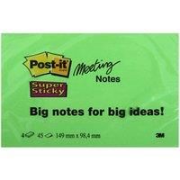 Post-it Super Sticky Large Notes, Pack of 4 Pads, 45 Sheets per Pad, 152 mm x 101 mm, Green, Yellow, Orange, Pink Colors - Large Extra Sticky Notes For Note Taking, To Do Lists & Reminders