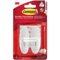 Command 17068 Medium Wire Hooks with Strips (Pack of 2, 2 Hooks and 4 Medium Adhesive Strips Each), White