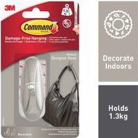 COMMAND Brushed Nickel Self Adhesive Hook With Extra Strip. Holds up to 1.3 kg