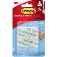 3M Command 6 Pack Mini Clear Self Adhesive Strips Hooks Damage Free Hold 225g