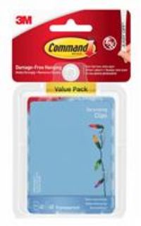 COMMAND 3M DECORATING HOOKS ADHESIVE WALL HANGING 20 CLIPS 24 STRIPS.