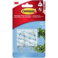 Command Hooks Clear DECORATING CLIPS MINI SMALL MEDIUM LARGE Stick on UK 3M