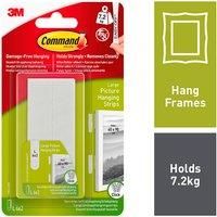 3M Command White Plastic Large Single Picture hanging Adhesive strip (H)92.08mm (W)12mm (Max. Weight)7.2kg Set of 12