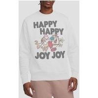 Paramount Home Entertainment Ren & Stimpy Happy Happy Joy Joy Unisex Crew Sweatshirt, White | Size: Small
