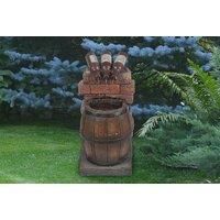 Rustic LED Wine Bottle & Barrel Water Fountain - Outdoor Garden Ornament, Resin, USB-Powered