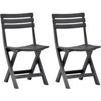 Folding Garden Chairs 2 pcs Plastic Anthracite