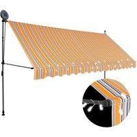 Manual Retractable Awning with LED 350 cm Yellow and Blue