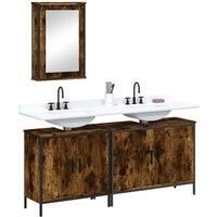 3 Piece Bathroom Furniture Set Smoked Oak Engineered Wood