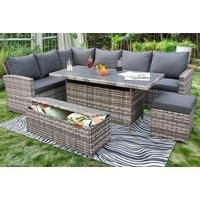 9-Seater Rattan Garden Dining Set With Storage Bench And Stool