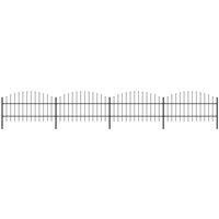 Garden Fence with Spear Top Steel (0.75-1)x6.8 m Black