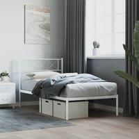 Metal Bed Frame with Headboard White 90x190 cm Single