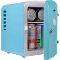 Koolatron Retro Mini Fridge For Bedrooms 4L Small 6 Can Table Top 12V Portable Cooler Refrigerator Quiet Mini Fridges For Skincare Food Drinks Kids Home Car & Travel Aqua