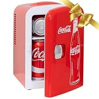 Mini Fridge For Bedrooms 4L Small Fridge 6 Can Table Top Quiet Mini Fridges For Skincare Office Food Drinks Kids Home Car & Travel 12v Portable Cooler Refrigerator by Coca-Cola, Red