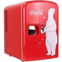 Coca Cola Mini Fridge Polar Bear 4 Liter/6 Can Portable Fridge/Mini Cooler for Food, Beverages, Skincare -Use at Home, Office, Dorm, Car, Boat-AC & DC Plugs Included, Red