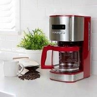 Kenmore 12-Cup Drip Coffee Maker Machine, 1.8L Programmable Filter Coffee Machine with Timer, Fast Brewing Technology, Reusable Filter, Glass Carafe, Digital Display, Charcoal Water Filter, Red