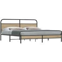 Metal Bed Frame without Mattress Smoked Oak 200x200 cm