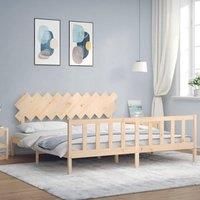 Bed Frame with Headboard 200x200 cm Solid Wood